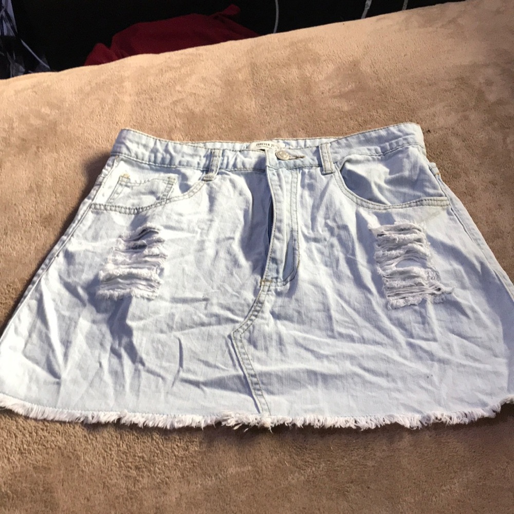 Light wash denim mini skirt